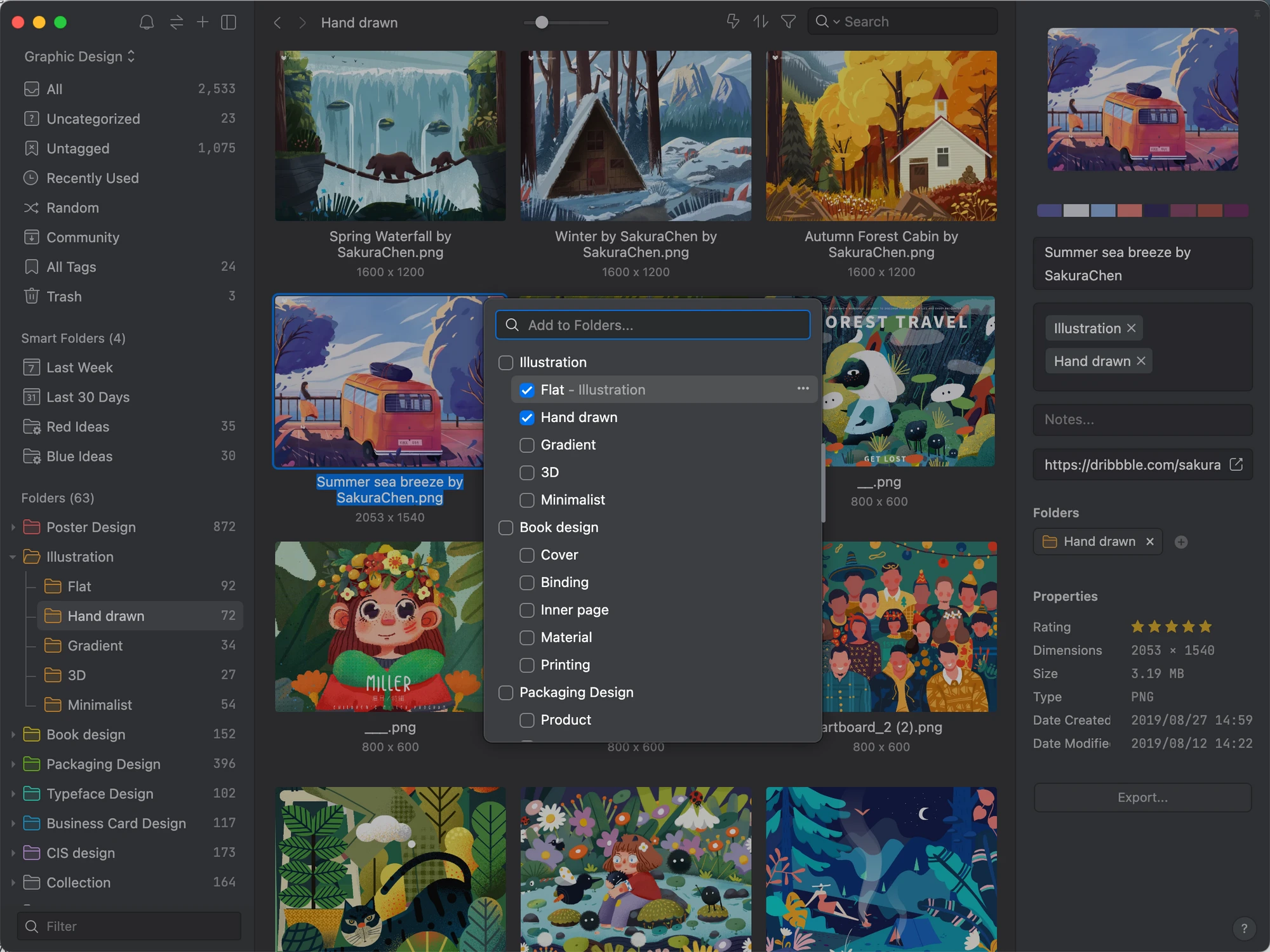 Add files to different folders/Images from Eagle